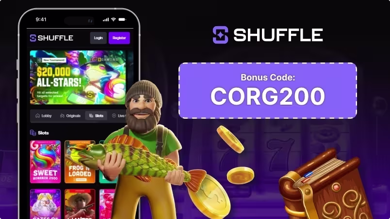 Shuffle casino bonus code: CORG200
