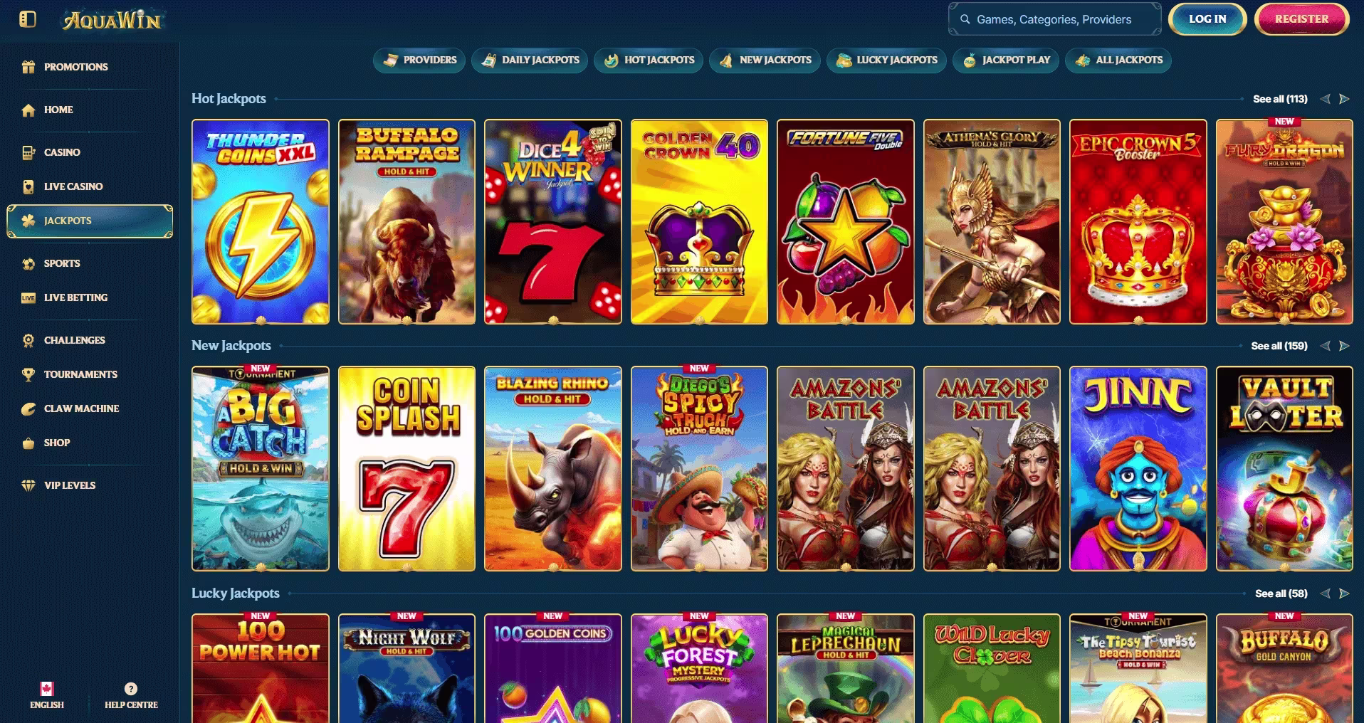 Aquawin jackpots