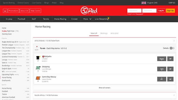 Screenshot of 32red Horse Racing Thumbnail