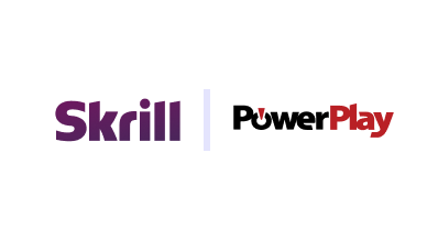 Skrill logo with PowerPlay casino logo