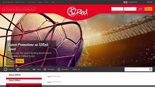 Screenshot of 32red Homepage Thumbnail