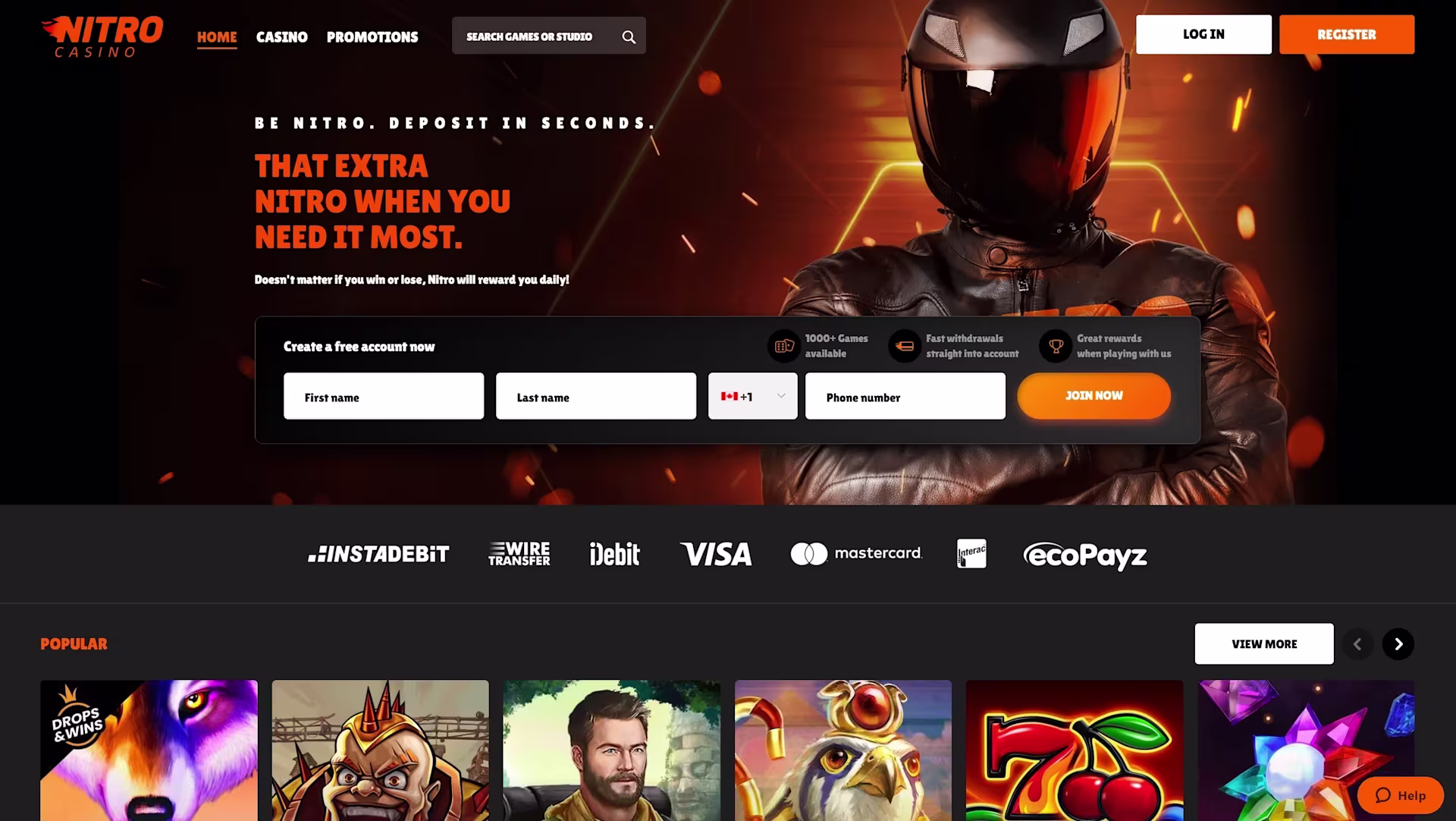 Nitro Casino Home